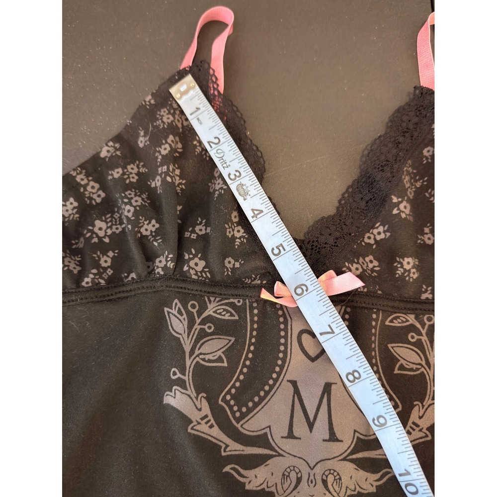 Women's Lace Trim Tank Top Black Bow Floral Babydoll Coquette Whimsigoth Small - Picture 12 of 14
